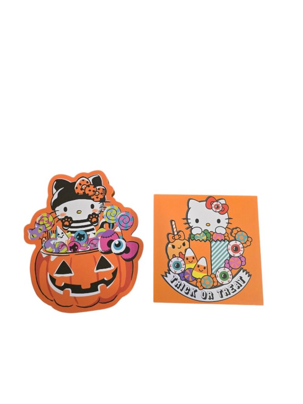 Hello Kitty Halloween Decor Bundle Trick Or Treat Pumpkin Wood Block Signs 2 Pc